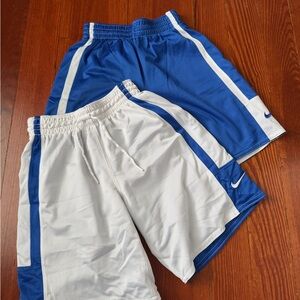 #1 Youth boys girls Nike Blue White reversible Athletic Shorts Duo basketball YS